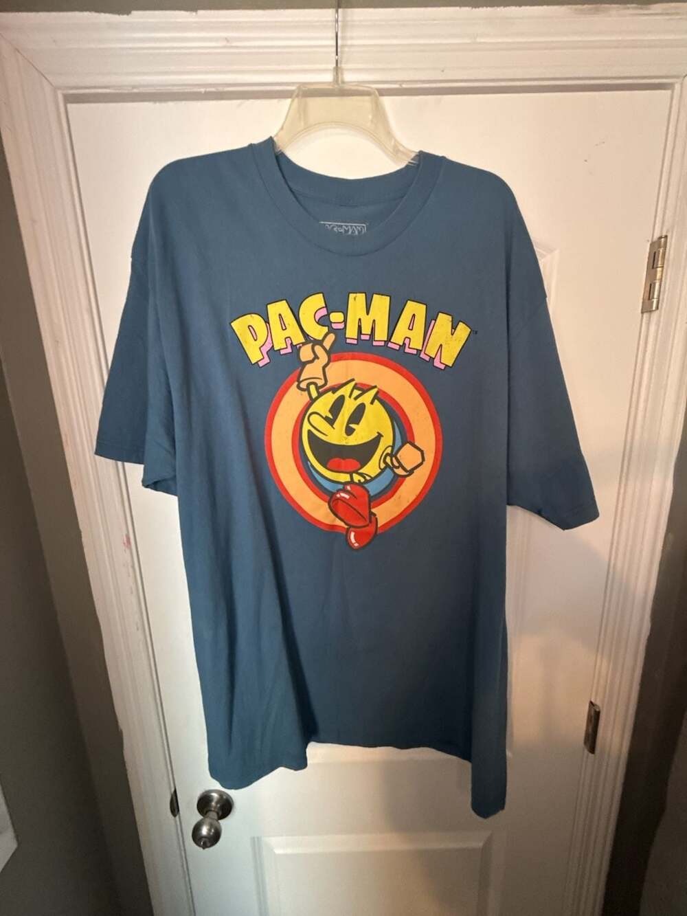 Pac-Man Mens Big & Tall Blue Graphic Tee Short Sleeve Crew Gamer T-Shirt 3XL